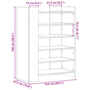 vidaXL Schuhschrank Weiß 74,5x37,5x100 cm Holzwerkstoff