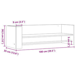 vidaXL Wandregal Weiß 100x35x30,5 cm Holzwerkstoff