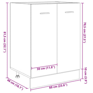 vidaXL Unterschrank Sonoma-Eiche 60x46x81,5 cm Holzwerkstoff