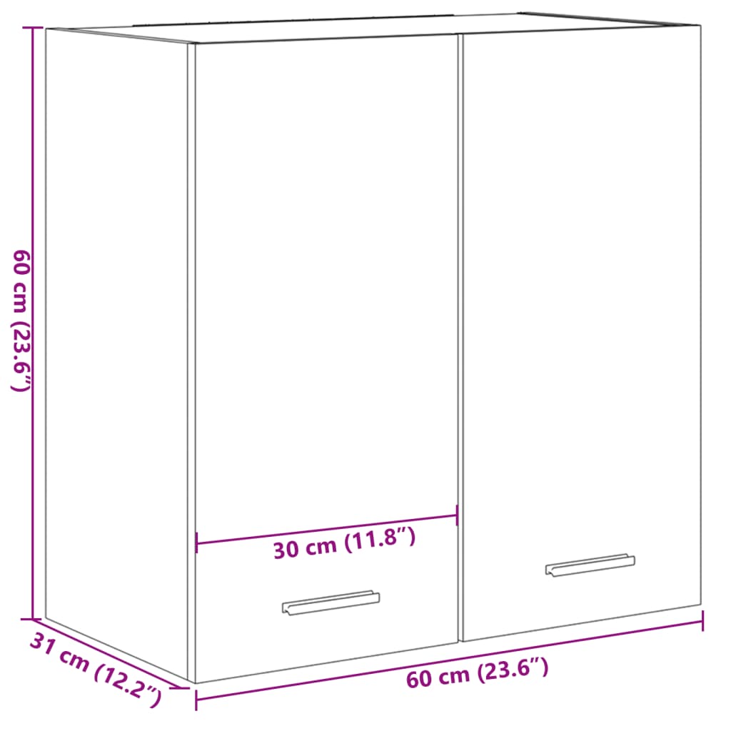 vidaXL Hängeschrank Sonoma-Eiche 60x31x60 cm Holzwerkstoff