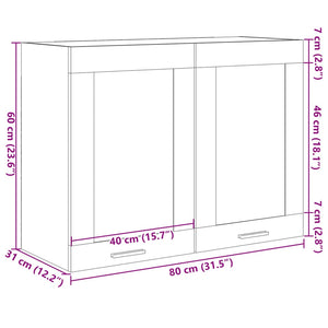 vidaXL Hängeglasschrank Sonoma-Eiche 80x31x60 cm Holzwerkstoff