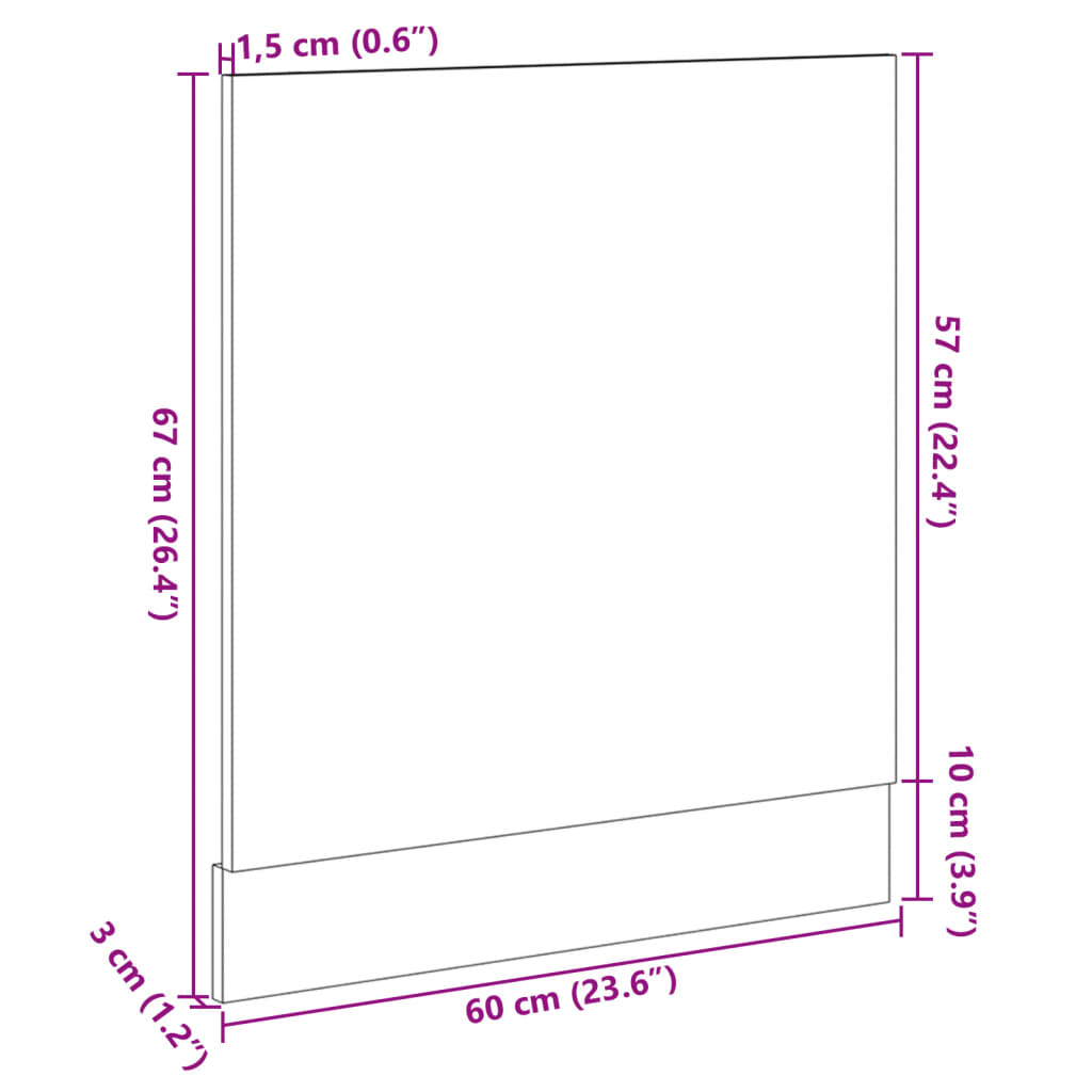 vidaXL Geschirrspülerblende Sonoma-Eiche 60x3x67 cm Holzwerkstoff