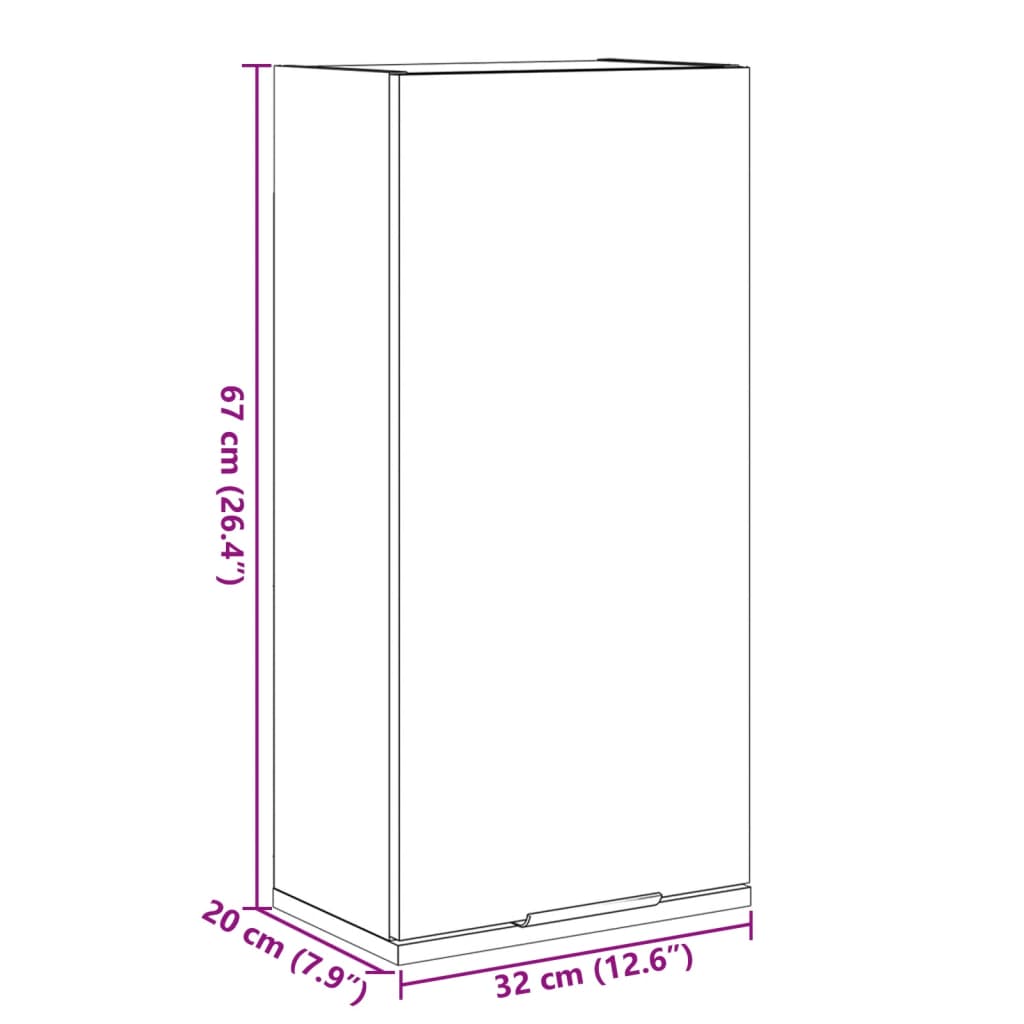 Wand-Badschrank Sonoma-Eiche 32x20x67 cm Stilecasa