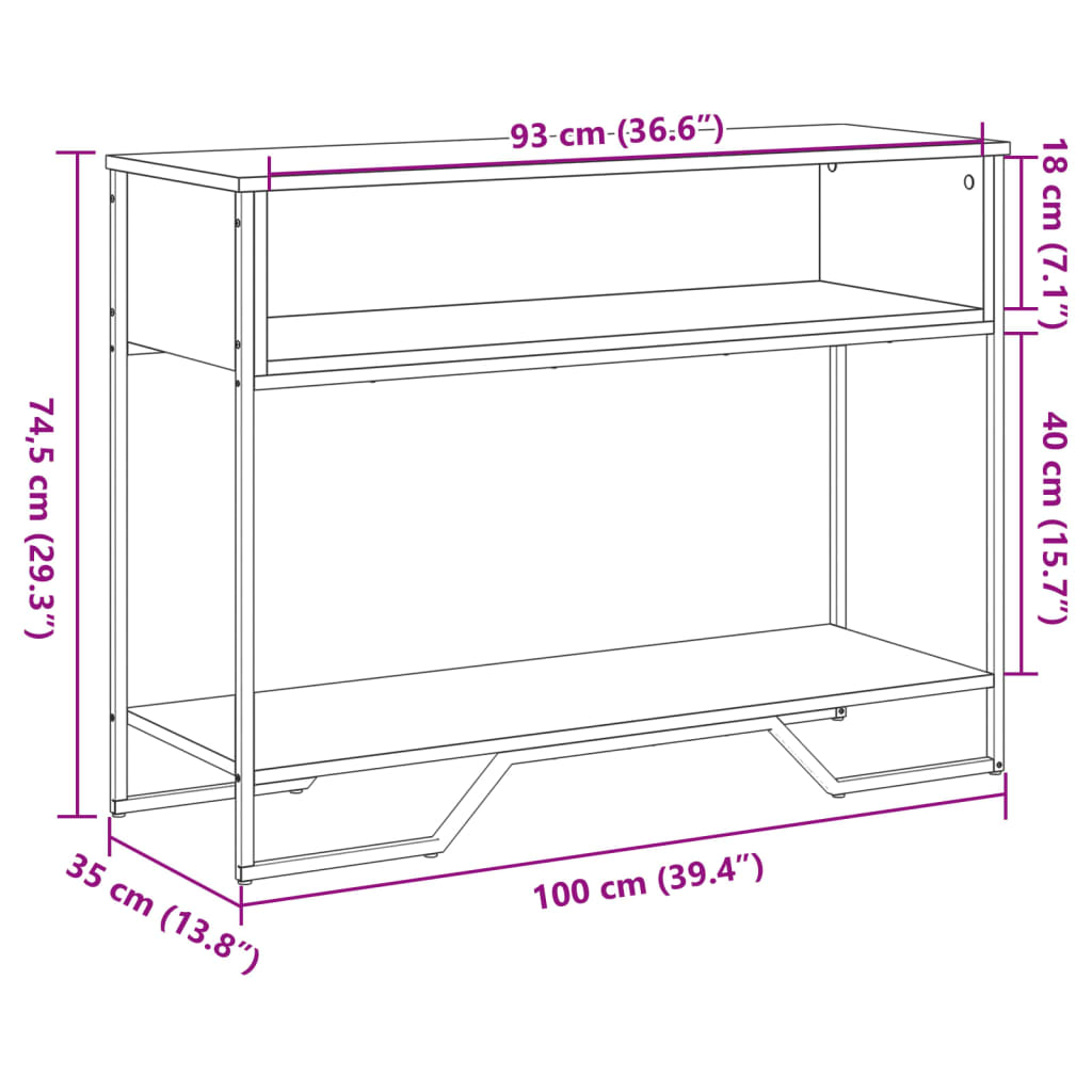 vidaXL Konsolentisch Schwarz 100x35x74,5 cm Holzwerkstoff