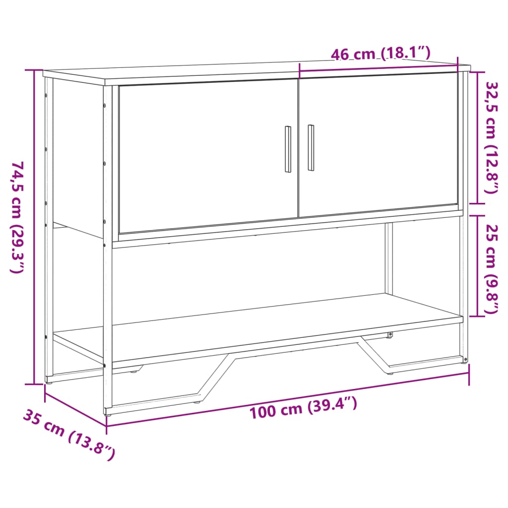 vidaXL Konsolentisch Schwarz 100x35x74,5 cm Holzwerkstoff