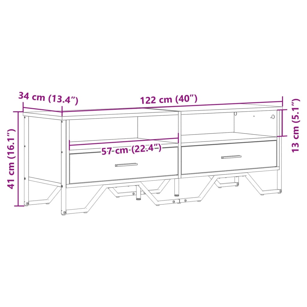 vidaXL TV-Schrank Sonoma-Eiche 122x34x41 cm Holzwerkstoff