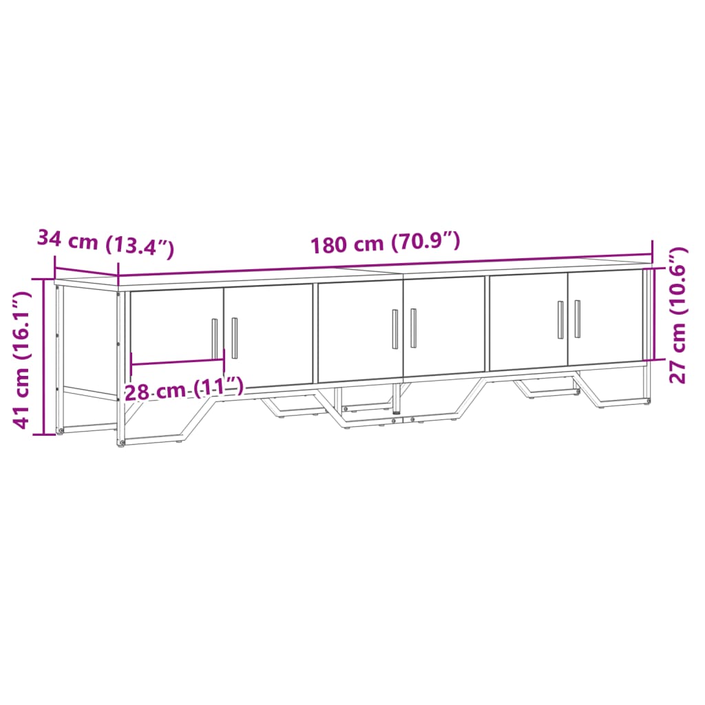 vidaXL TV-Schrank Schwarz 180x34x41 cm Holzwerkstoff