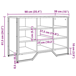 Schuhregal Räuchereiche 90x38x61,5 cm Holzwerkstoff Stilecasa