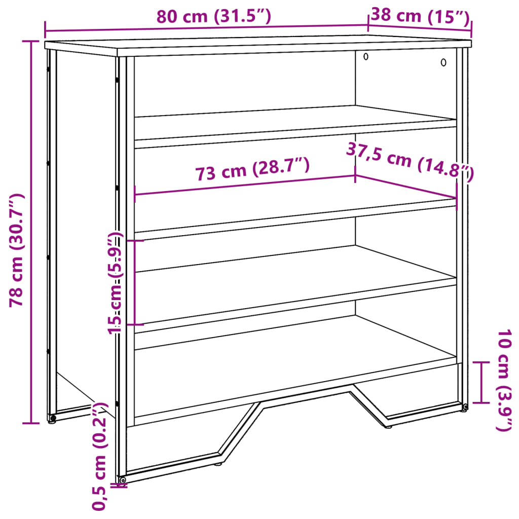 vidaXL Schuhregal Sonoma-Eiche 80x38x78 cm Holzwerkstoff