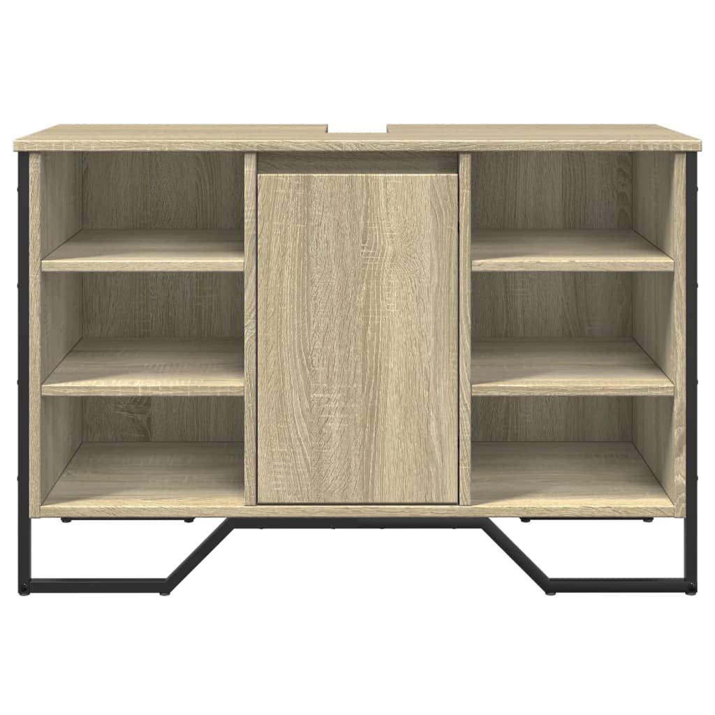 vidaXL Waschbeckenunterschrank Sonoma-Eiche 91x35x60 cm Holzwerkstoff