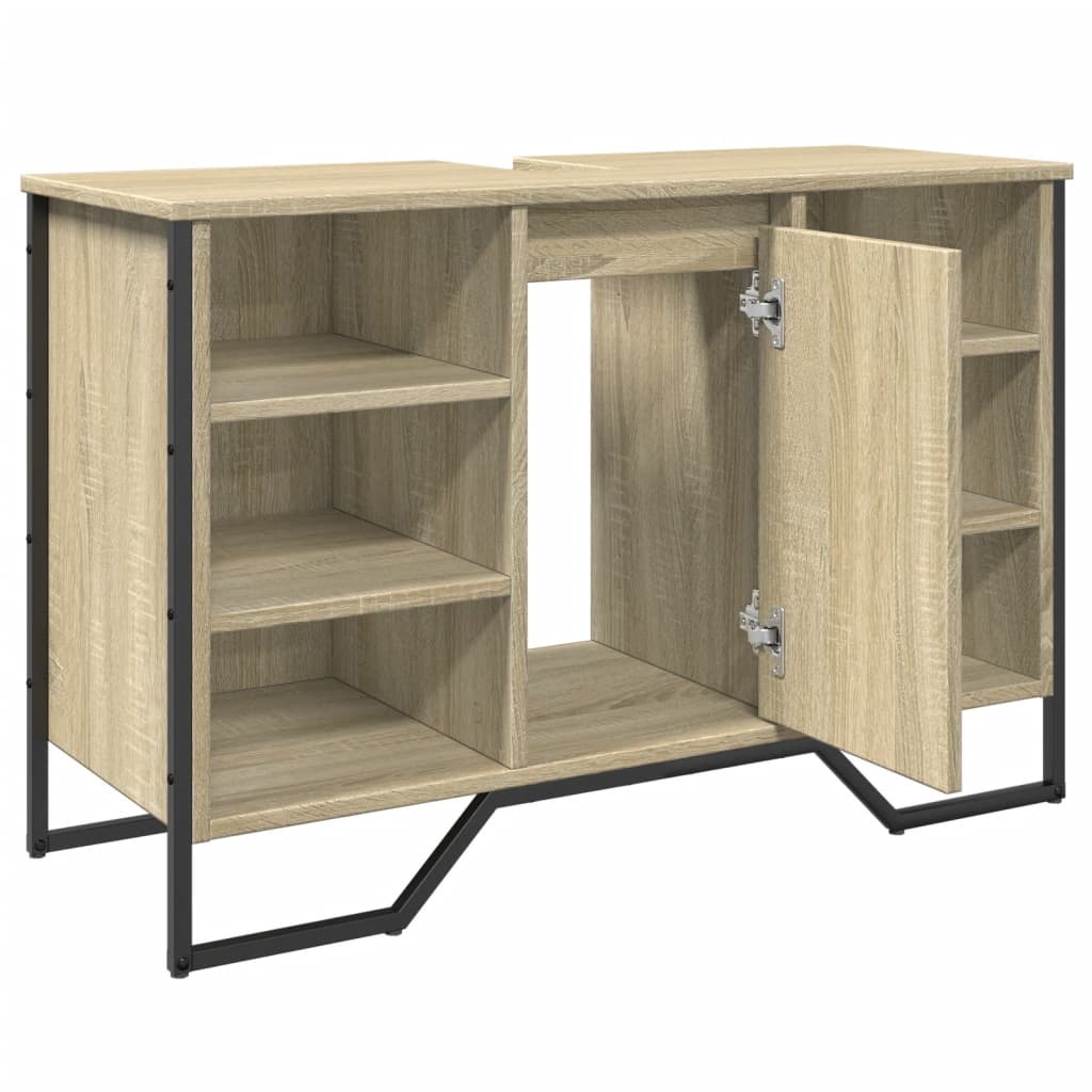 vidaXL Waschbeckenunterschrank Sonoma-Eiche 91x35x60 cm Holzwerkstoff