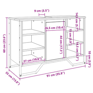 vidaXL Waschbeckenunterschrank Grau Sonoma 91x35x60 cm Holzwerkstoff