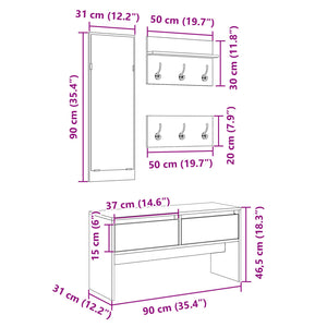 vidaXL 4-tlg. Garderoben-Set Betongrau Holzwerkstoff