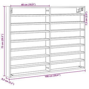 vidaXL Vitrinenschrank Betongrau 100x8,5x75 cm Holzwerkstoff