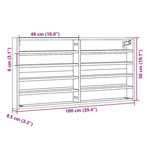 vidaXL Vitrinenschrank Schwarz 100x8,5x50 cm Holzwerkstoff