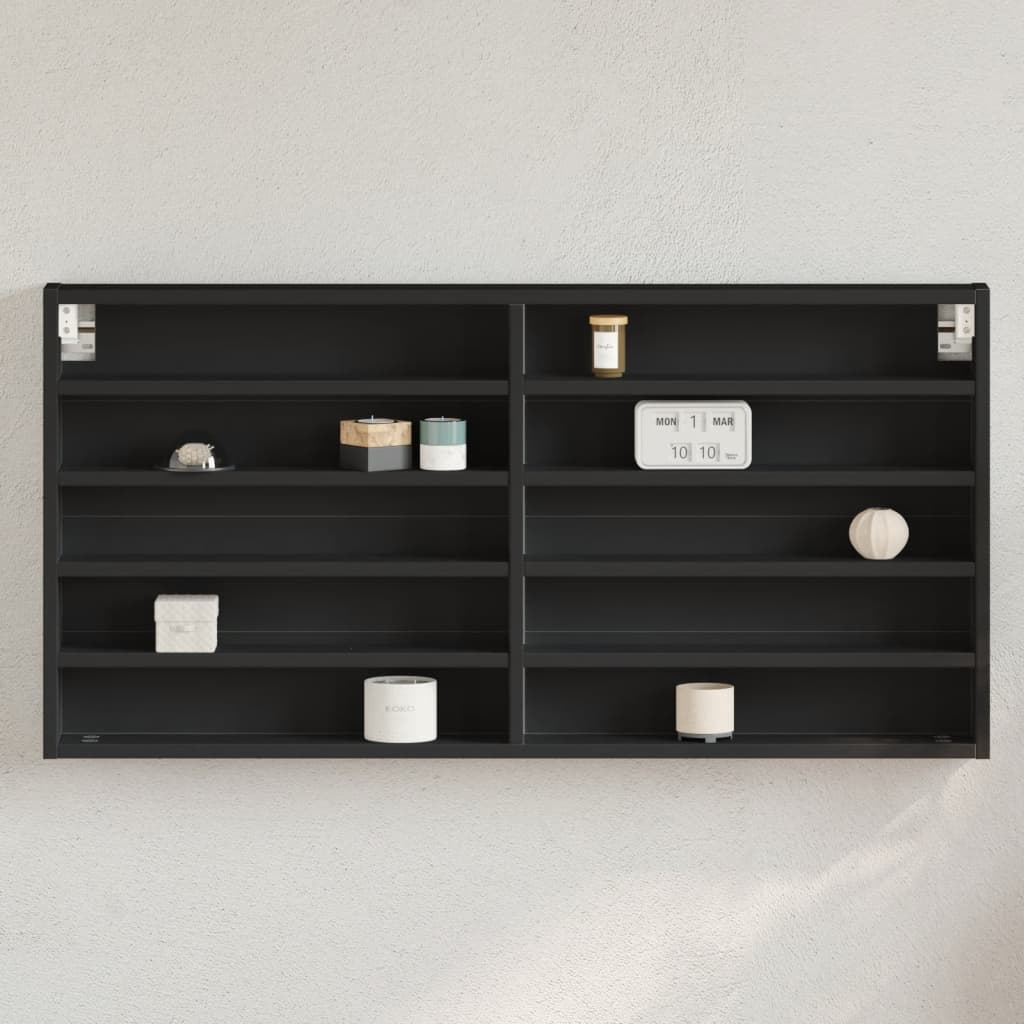 vidaXL Vitrinenschrank Schwarz 100x8,5x50 cm Holzwerkstoff