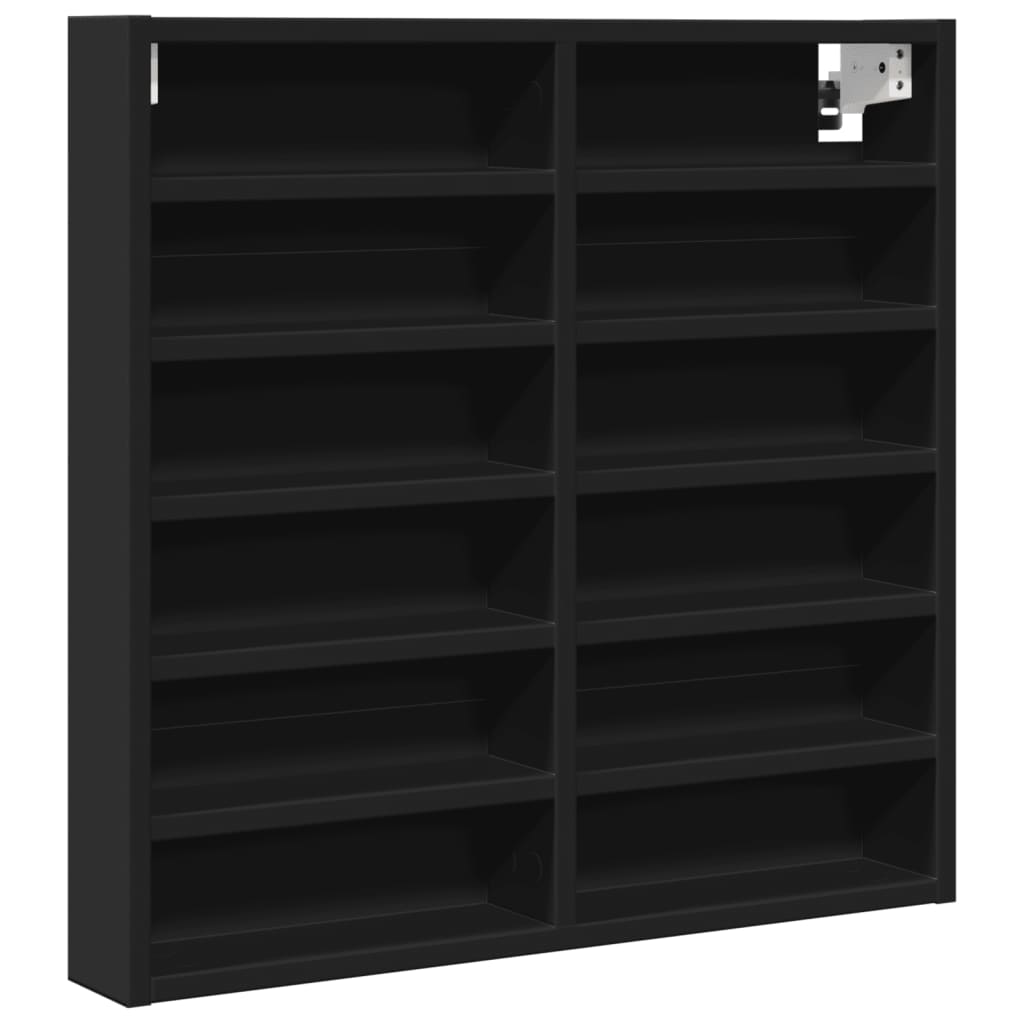 vidaXL Vitrinenschrank Schwarz 60x8,5x58 cm Holzwerkstoff