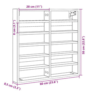 vidaXL Vitrinenschrank Schwarz 60x8,5x58 cm Holzwerkstoff