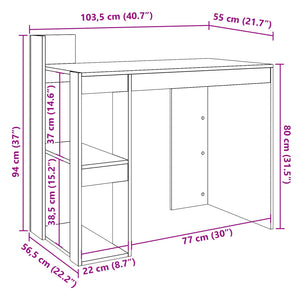 vidaXL Schreibtisch Betongrau 103,5x56,5x94 cm Holzwerkstoff