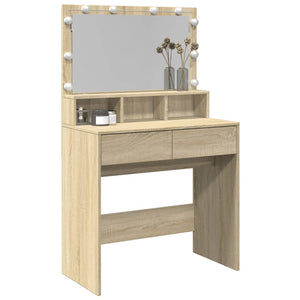 Schminktisch mit LED-Beleuchtung Sonoma-Eiche 80x41x134,5 cm Stilecasa