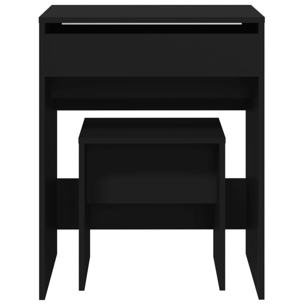 vidaXL Schminktisch mit Hocker Schwarz 60x40x113,5 cm