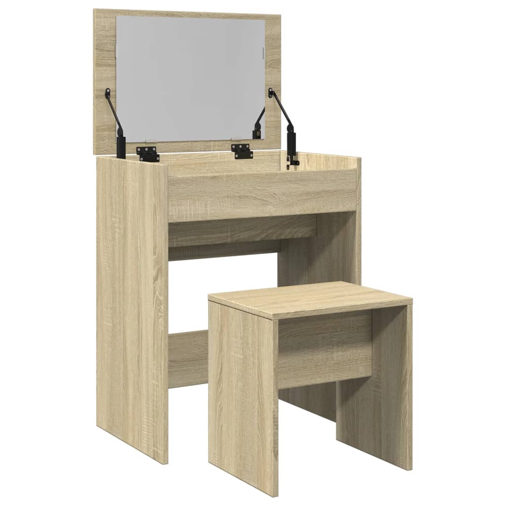 vidaXL Schminktisch mit Hocker Sonoma-Eiche 60x40x113,5 cm