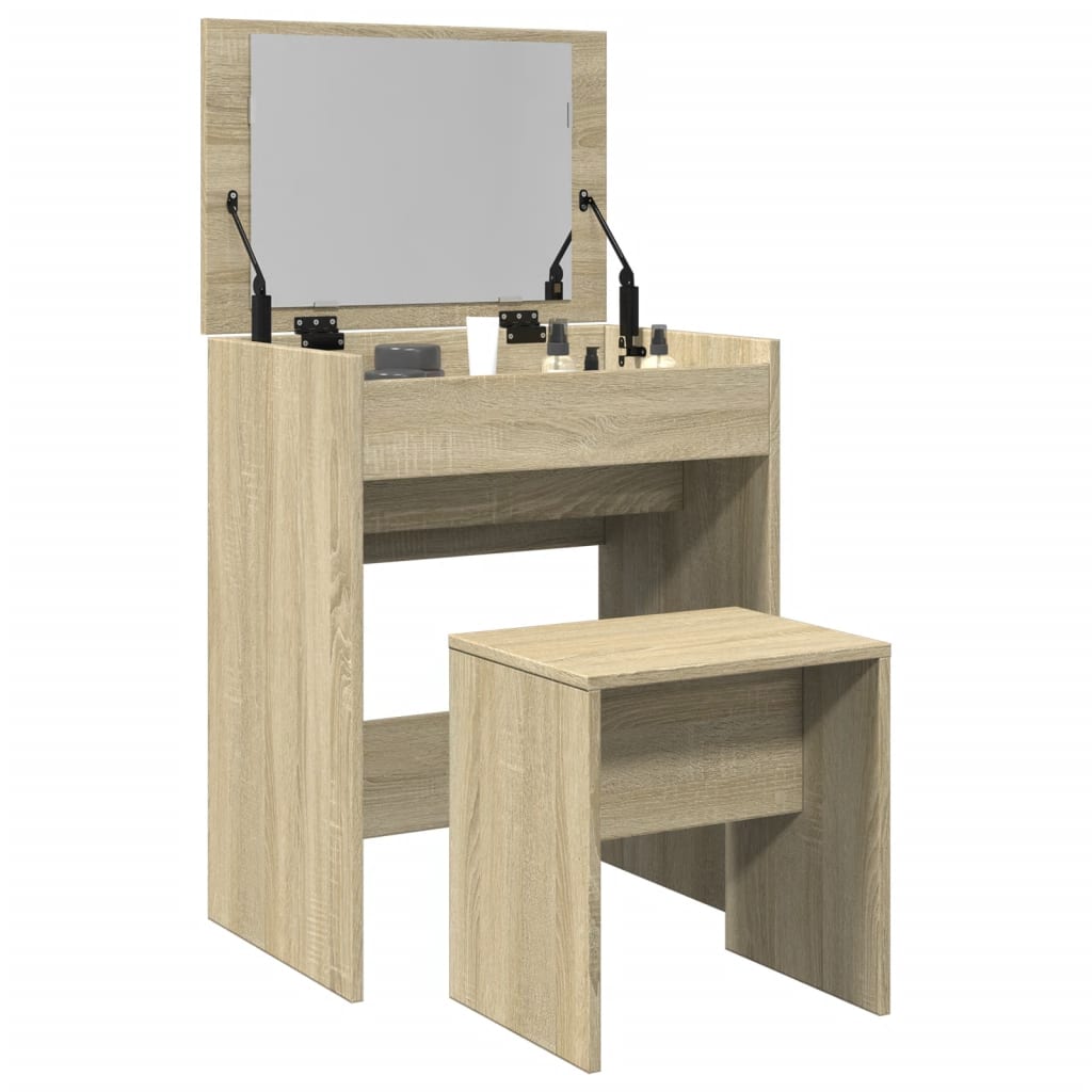 vidaXL Schminktisch mit Hocker Sonoma-Eiche 60x40x113,5 cm