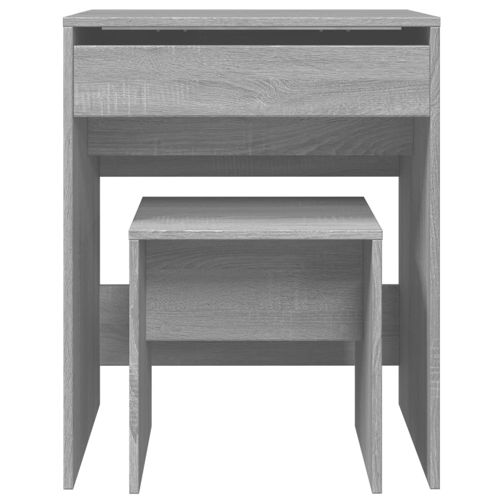 vidaXL Schminktisch mit Hocker Grau Sonoma 60x40x113,5 cm