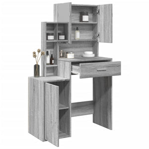 vidaXL Schminktisch mit Schrank Grau Sonoma-Eiche 80x35x132 cm