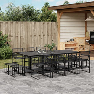 vidaXL 13-tlg. Garten-Essgruppe Schwarz Poly Rattan