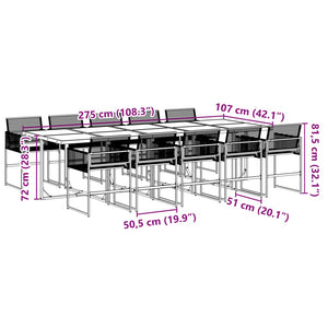 vidaXL 11-tlg. Garten-Essgruppe Schwarz Poly Rattan