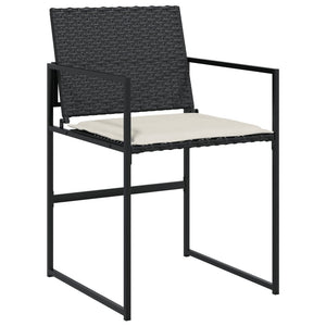 vidaXL 11-tlg. Garten-Essgruppe mit Kissen Schwarz Poly Rattan