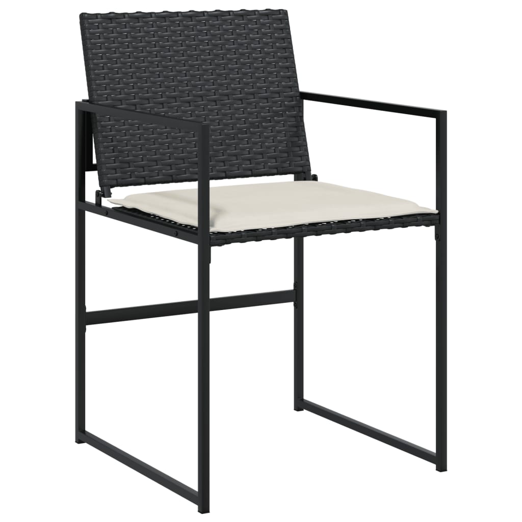 vidaXL 13-tlg. Garten-Essgruppe mit Kissen Schwarz Poly Rattan