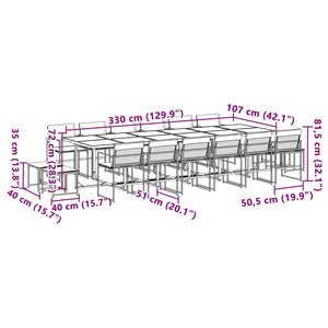 vidaXL 17-tlg. Garten-Essgruppe mit Kissen Weiß Textilene