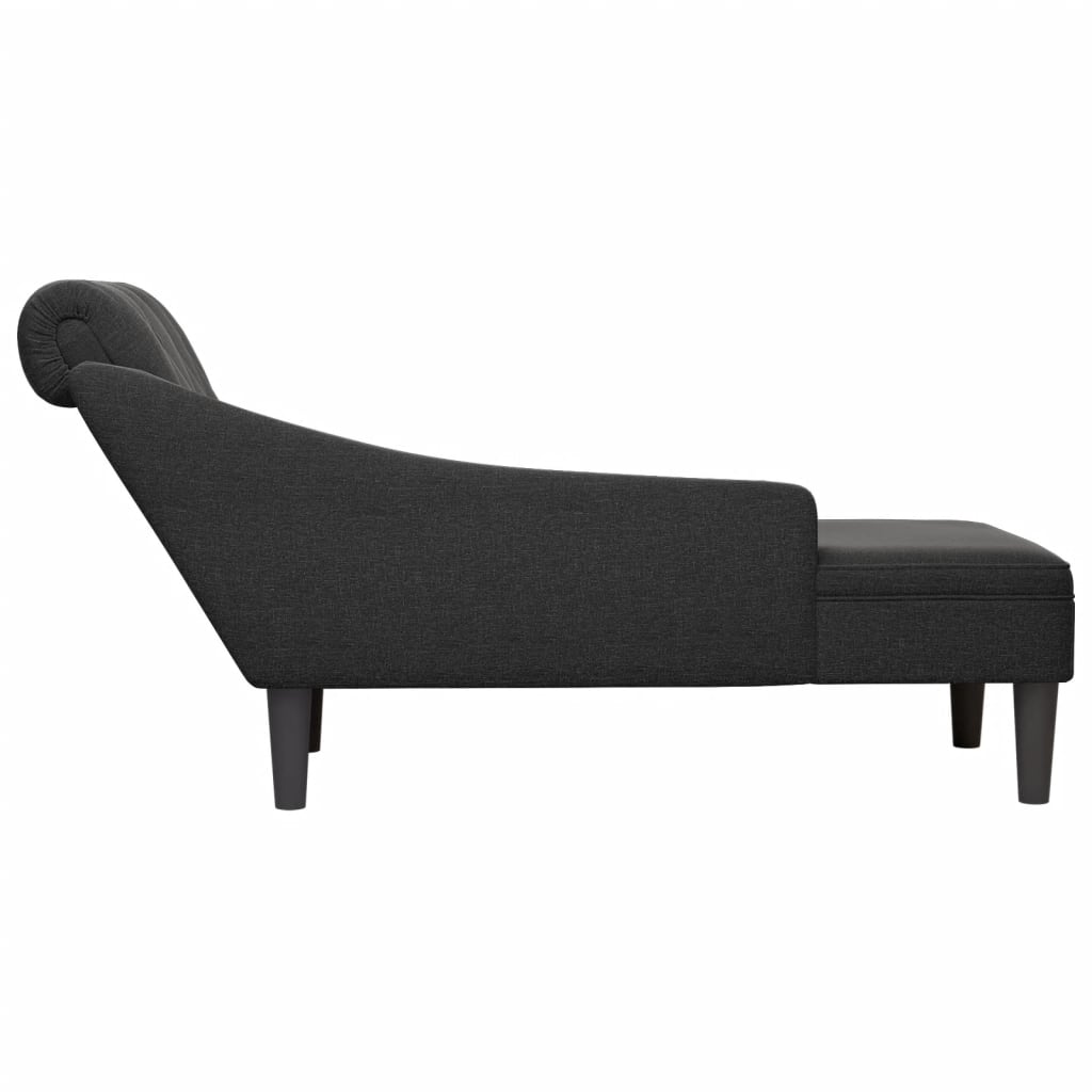 vidaXL Chaiselongue mit Kissen und Rechter Armlehne Schwarz Stoff