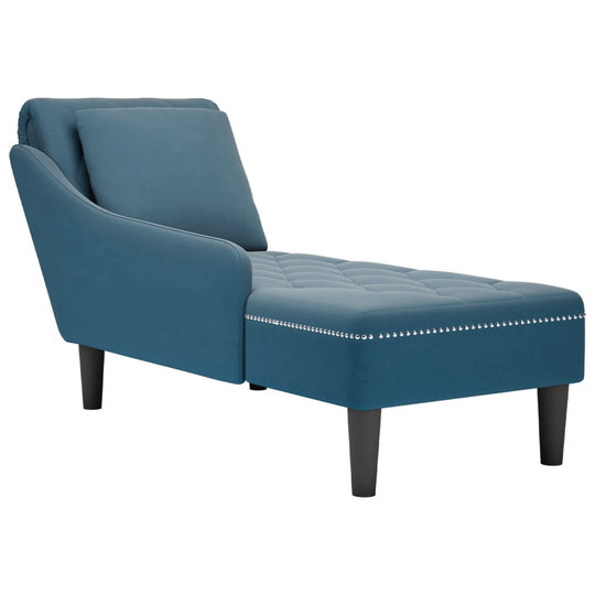 vidaXL Chaiselongue mit Kissen und Rechter Armlehne Blau Samt