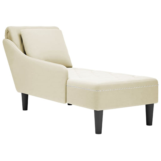 vidaXL Chaiselongue mit Kissen und Rechter Armlehne Creme Samt