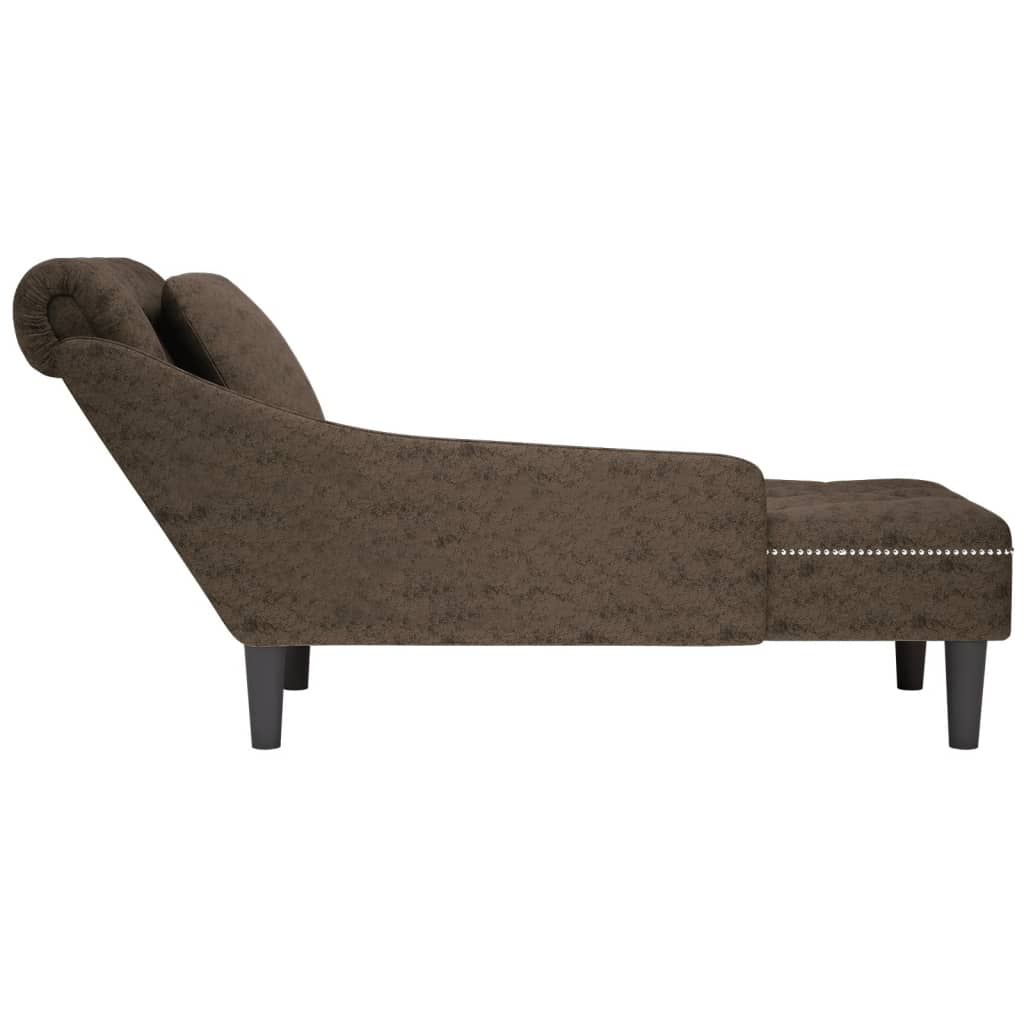 vidaXL Chaiselongue mit Kissen & Rechter Armlehne Grau Kunstleder