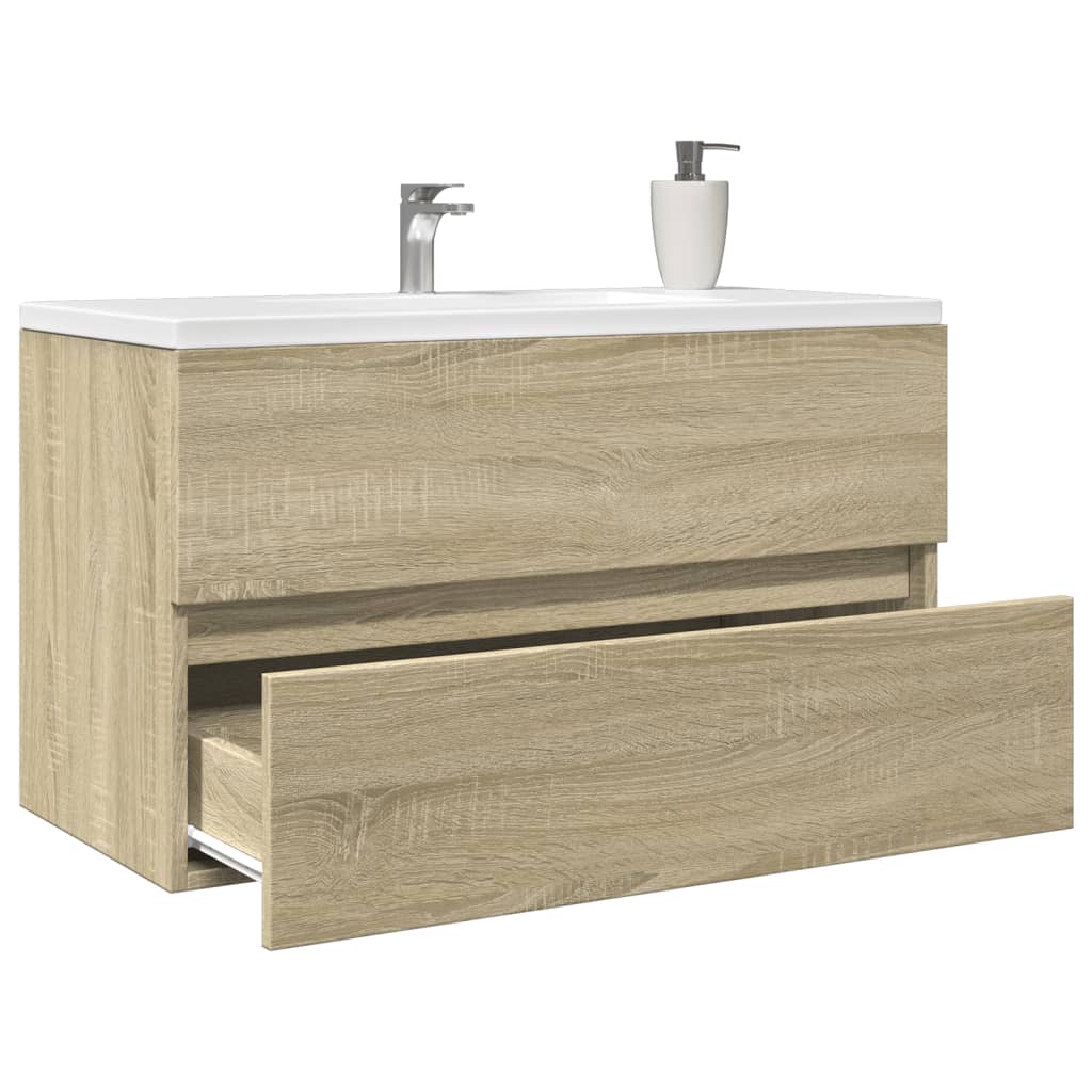 Waschbeckenunterschrank Sonoma-Eiche 80x38,5x45cm Holzwerkstoff Stilecasa