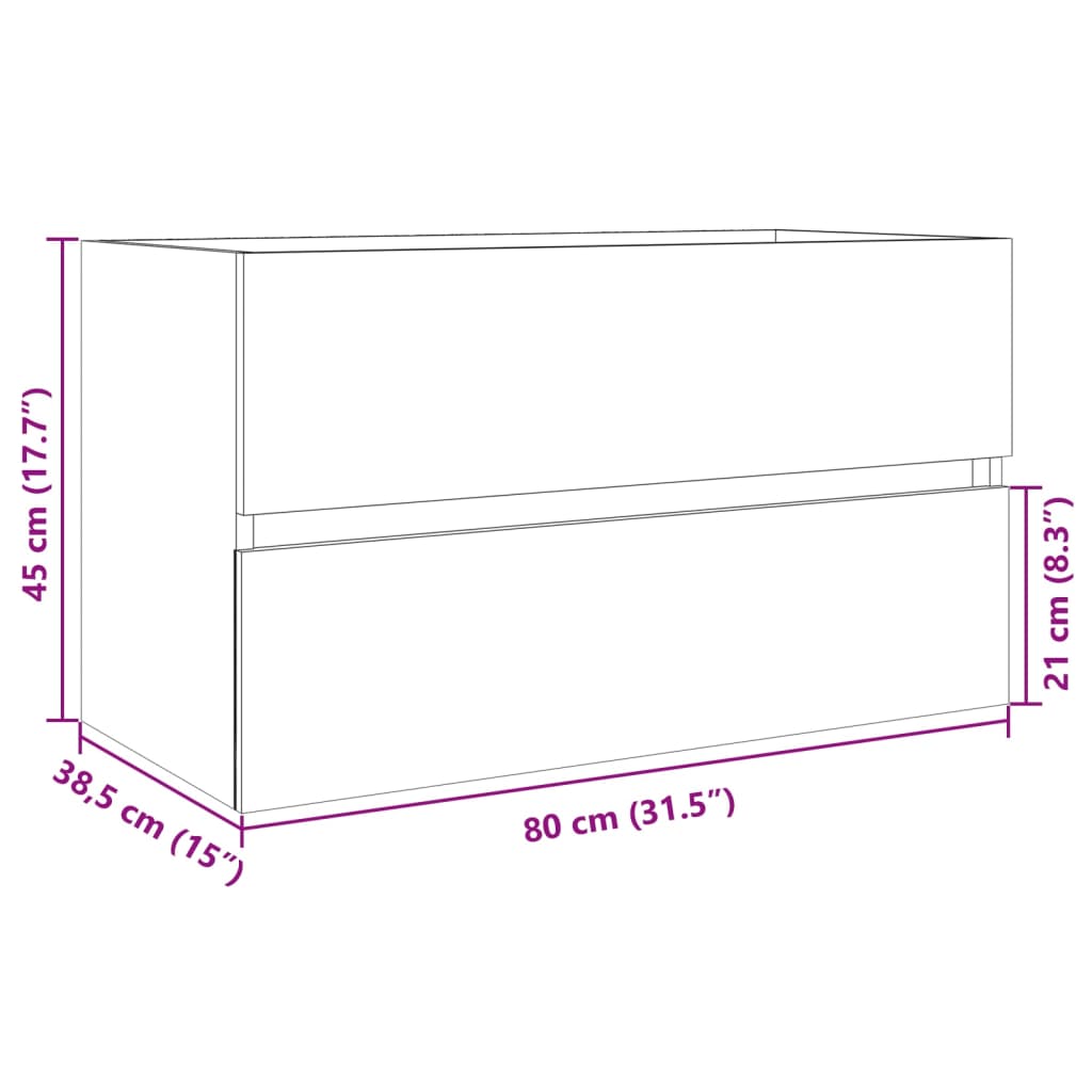 Waschbeckenunterschrank Sonoma-Eiche 80x38,5x45cm Holzwerkstoff Stilecasa