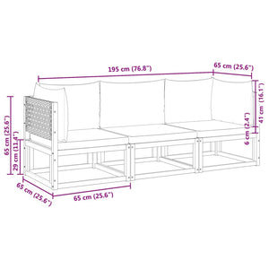 vidaXL 3-tlg. Garten-Sofagarnitur mit Kissen Massivholz Akazie