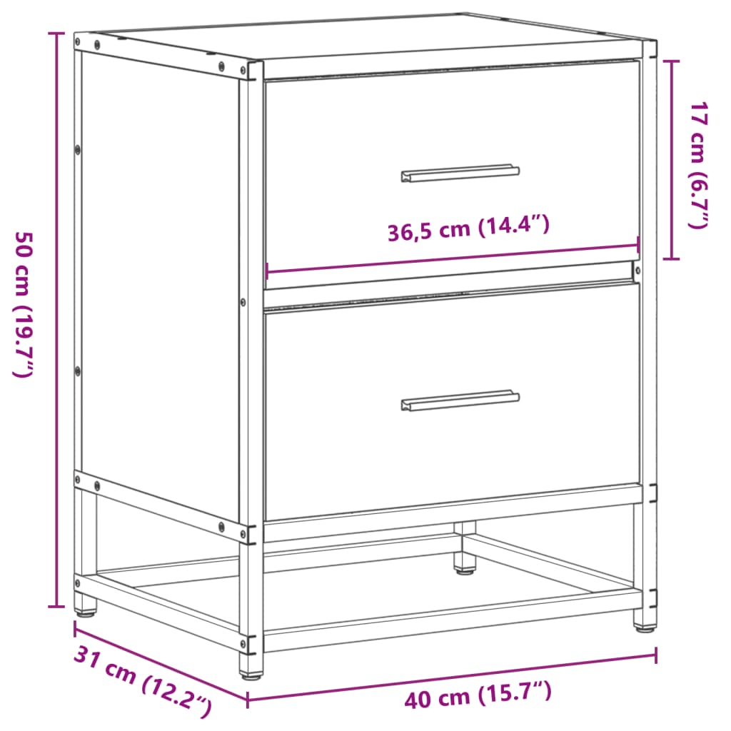 vidaXL Nachttisch Sonoma-Eiche 40x31x50 cm Holzwerkstoff