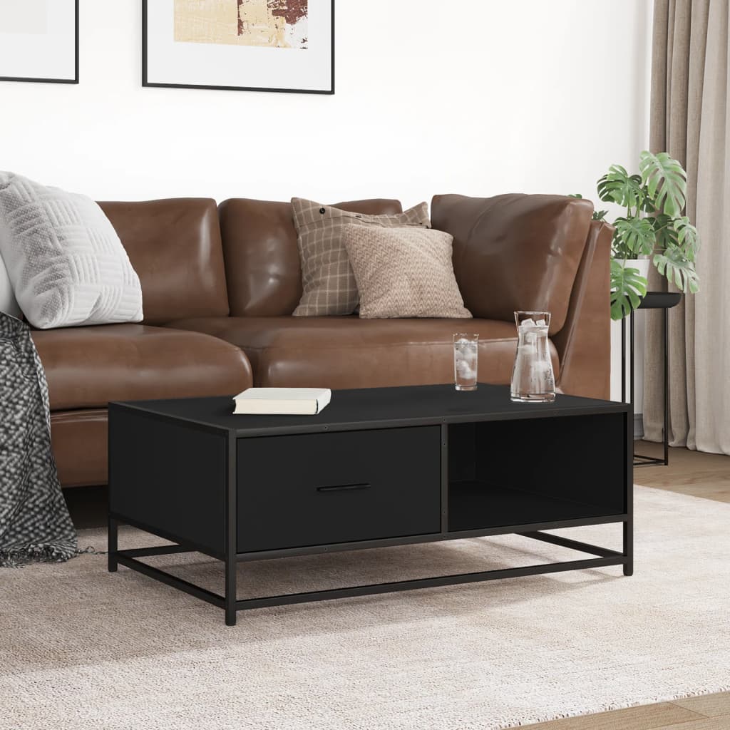 Couchtisch Schwarz 90x57x35 cm Holzwerkstoff und Metall