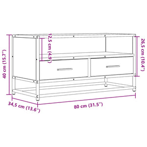 TV-Schrank Sonoma-Eiche 80x34,5x40 cm Holzwerkstoff und Metall