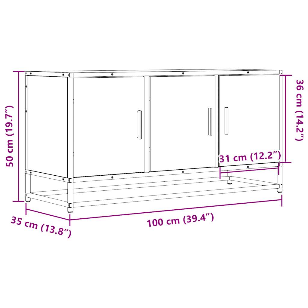 vidaXL TV-Schrank Schwarz 100x35x50 cm Holzwerkstoff und Metall