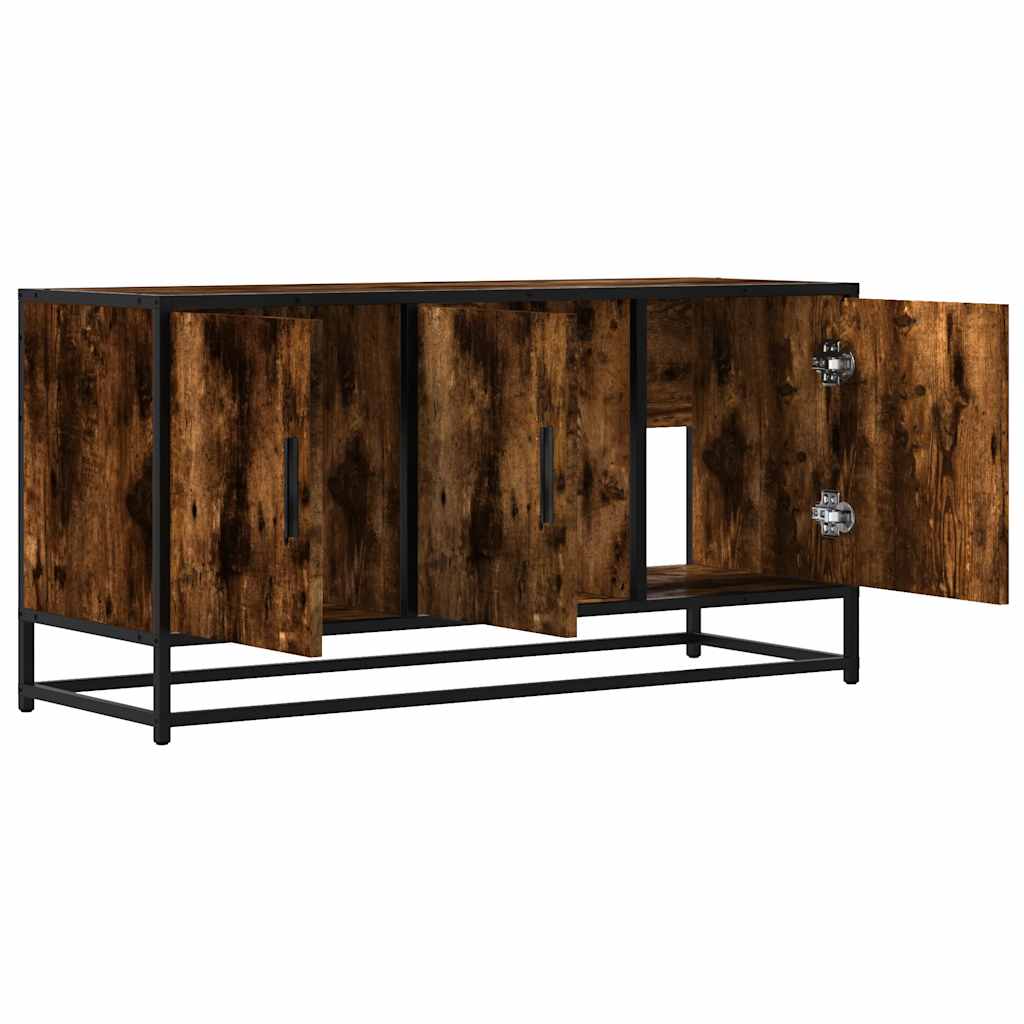 vidaXL TV-Schrank Räuchereiche 100x35x50 cm Holzwerkstoff und Metall