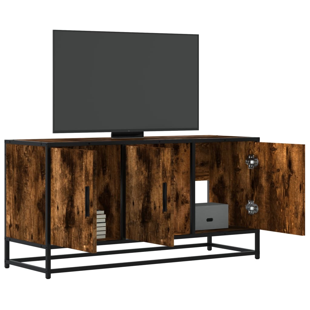 vidaXL TV-Schrank Räuchereiche 100x35x50 cm Holzwerkstoff und Metall