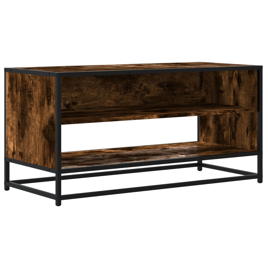 vidaXL TV-Schrank Räuchereiche 91x40x46 cm Holzwerkstoff und Metall