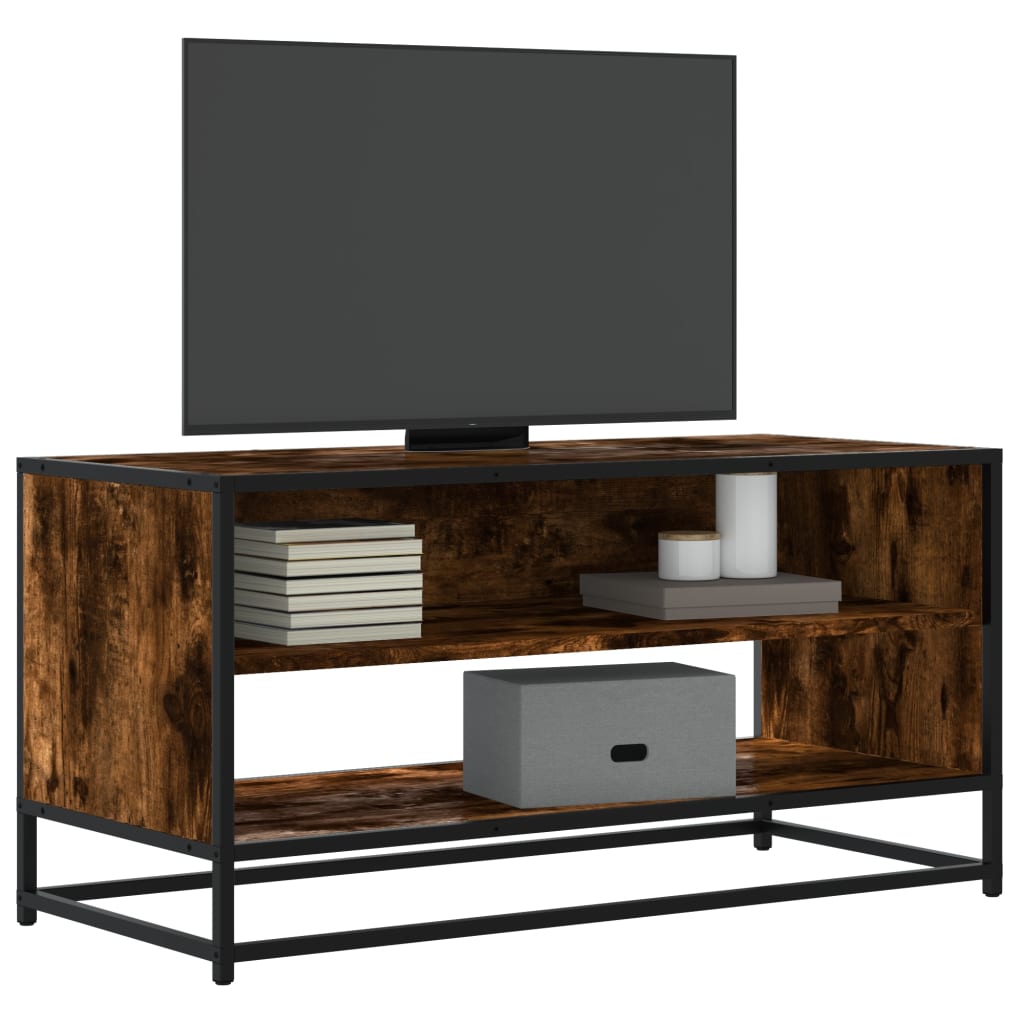 vidaXL TV-Schrank Räuchereiche 91x40x46 cm Holzwerkstoff und Metall