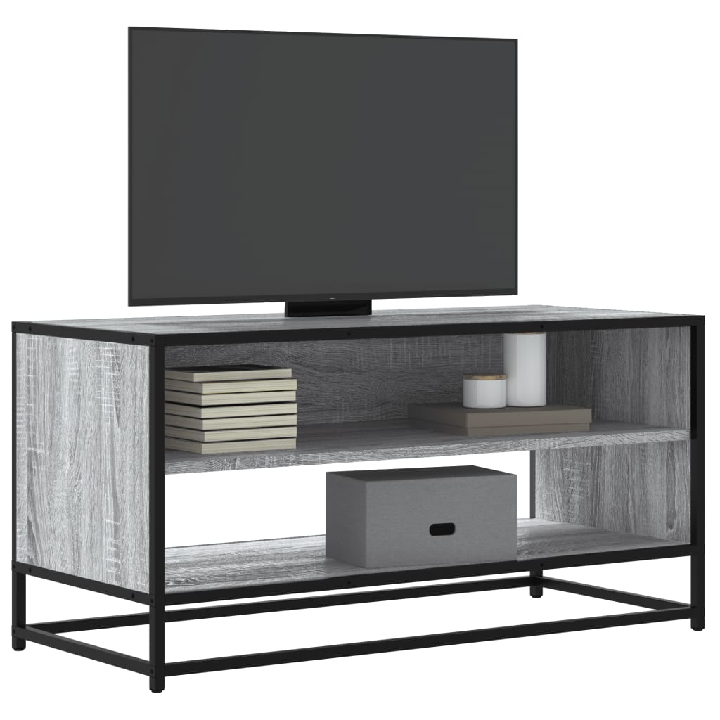 vidaXL TV-Schrank Grau Sonoma 91x40x46 cm Holzwerkstoff und Metall